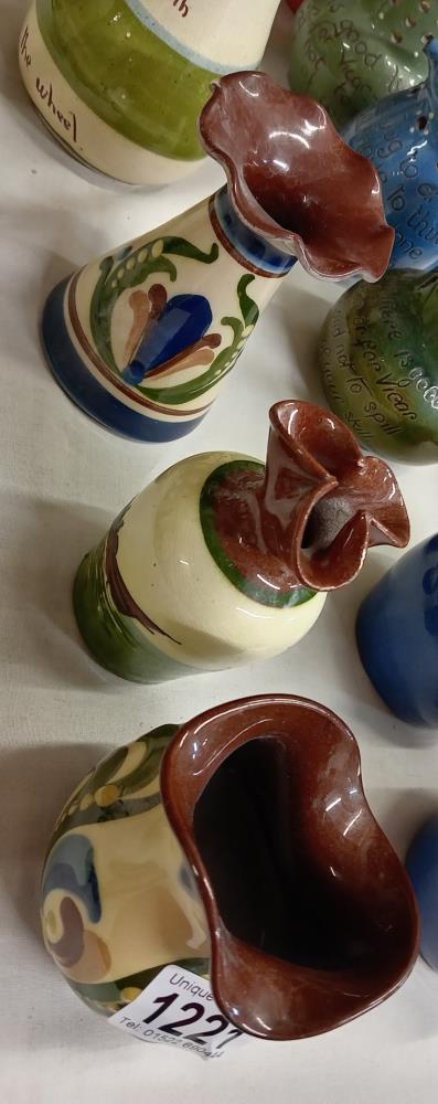 6 Torquay ware vases including one with 3 handles - Image 3 of 3