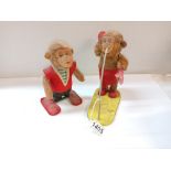 2 vintage clockwork monkeys, no keys, untested