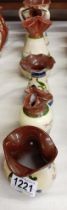 6 Torquay ware vases including one with 3 handles