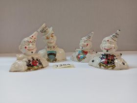 4 crested ware clowns