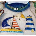 A C H Brannum berum canoe, Devon Ceramics lighthouse etc