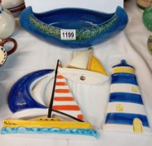 A C H Brannum berum canoe, Devon Ceramics lighthouse etc