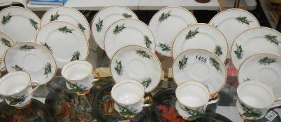 A bone china tea set decorated with lily of the valley. COLLECT ONLY.