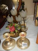 A mixed lot of candleholders etc.,