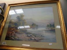 A framed and glazed rural scene watercolour, COLLECT ONLY.