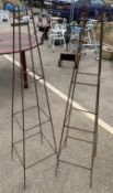 2 Large metal garden obelisks