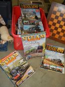 A crate of assorted railway magazines.