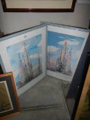 A pair of late 20th century framed and glazed prints of Barcelona. COLLECT ONLY.