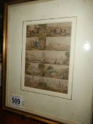 A framed and glazed collage of ten miniature Baxter prints. COLLECT ONLY