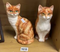 2 porcelain ginger cats