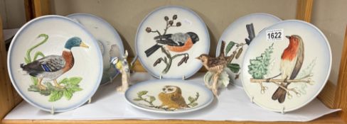 6 Goebel wildlife collectors plates, edition 1 to 6 & 2 Goebel bird figures