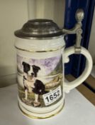 A limited edition No: 1525 beer stein 'The hero' by Derek William wand, of Border Collies