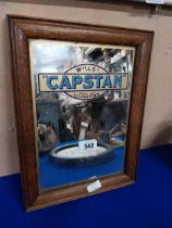 Wills's Capstan Cigarettes framed advertising mirror. {42 cm H x 31 cm W}.