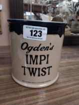 Ogden's Imperial Twist stoneware tobacco jar. {16 cm H x 15 cm Dia.}