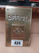 Brass Office door bell. {16 cm H x 10 cm W}.