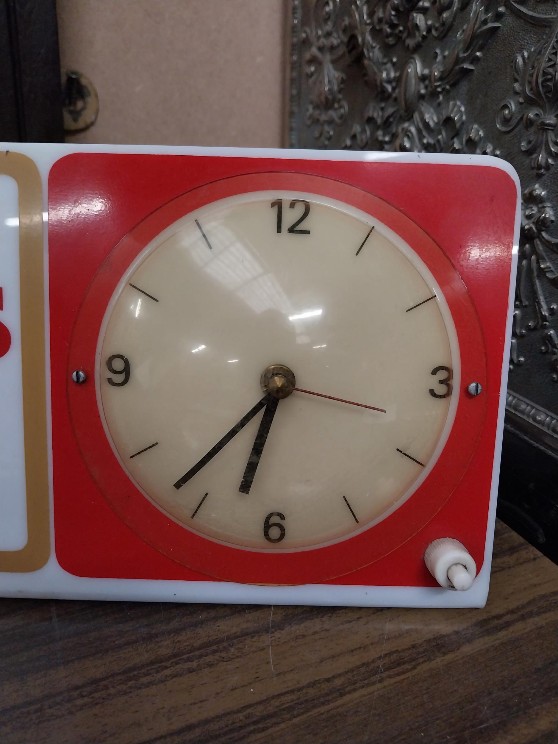 Guinness Time Perspex battery operated advertising clock. {15 cm H x 30 cm W}. - Image 6 of 8