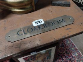 Early 20th C. brass Cloakroom door plate. {5 cm H x 21 cm W}