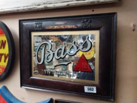 Bass in Bottle original framed advertising mirror. ( 34 cm H x 44 cm W).