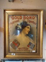 Framed Gallaher's Gold Bond advertising showcard. {65 cm H x 52 cm W}.