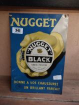 Nugget Black Shoe Polish tin plate sign. {37 cm H x 25 cm W}.