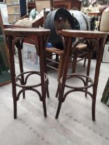 Two bentwood bar stools. {80 cm H x 37 cm Dia.}.