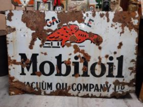 Mobiloil enamel advertising sign. {76 cm H x 114 cm W}.