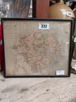 Framed map of Ulster. {27 cm H x 32 cm W}.