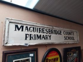 Painted Wood Framed Maguiresbridge County Primary School sign {23 cm H x 106 cm W}.