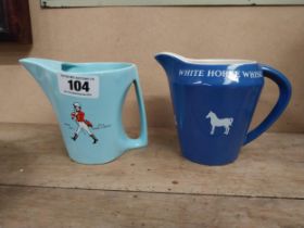 Johnnie Walker Whiskey ceramic water jug {13 cm H x 16 cm W x 11 cm D} and White Horse Whiskey