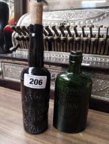 R Greacen Westenra Arms Monaghan Stout Bottle {23 cm H x 6 cm Dia.} and Gordons Special Dry London