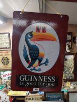 Guinness is Good For You enamel double sided advertising sign. {60 cm H x 40 cm W}.