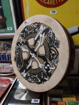 Bodhran with Celtic design {45 cm Dia.}.