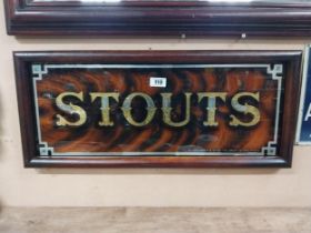 Stouts reverse painted glass advertising sign by Strenner and Sons Gray's Inn Road in wooden