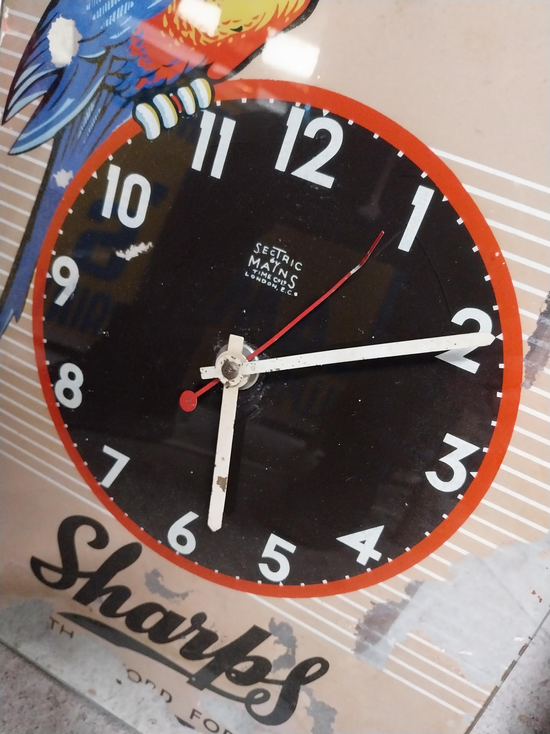 1960's Sharps glass battery advertising clock. {43 cm H x 30 cm W}. - Image 7 of 8