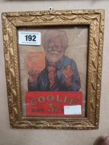 Coolie Cut Plug Tobacco framed advertising print. {26 cm H x 20 cm W}.