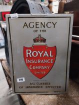 Agency of the Royal Insurance Company limited advertising sign.