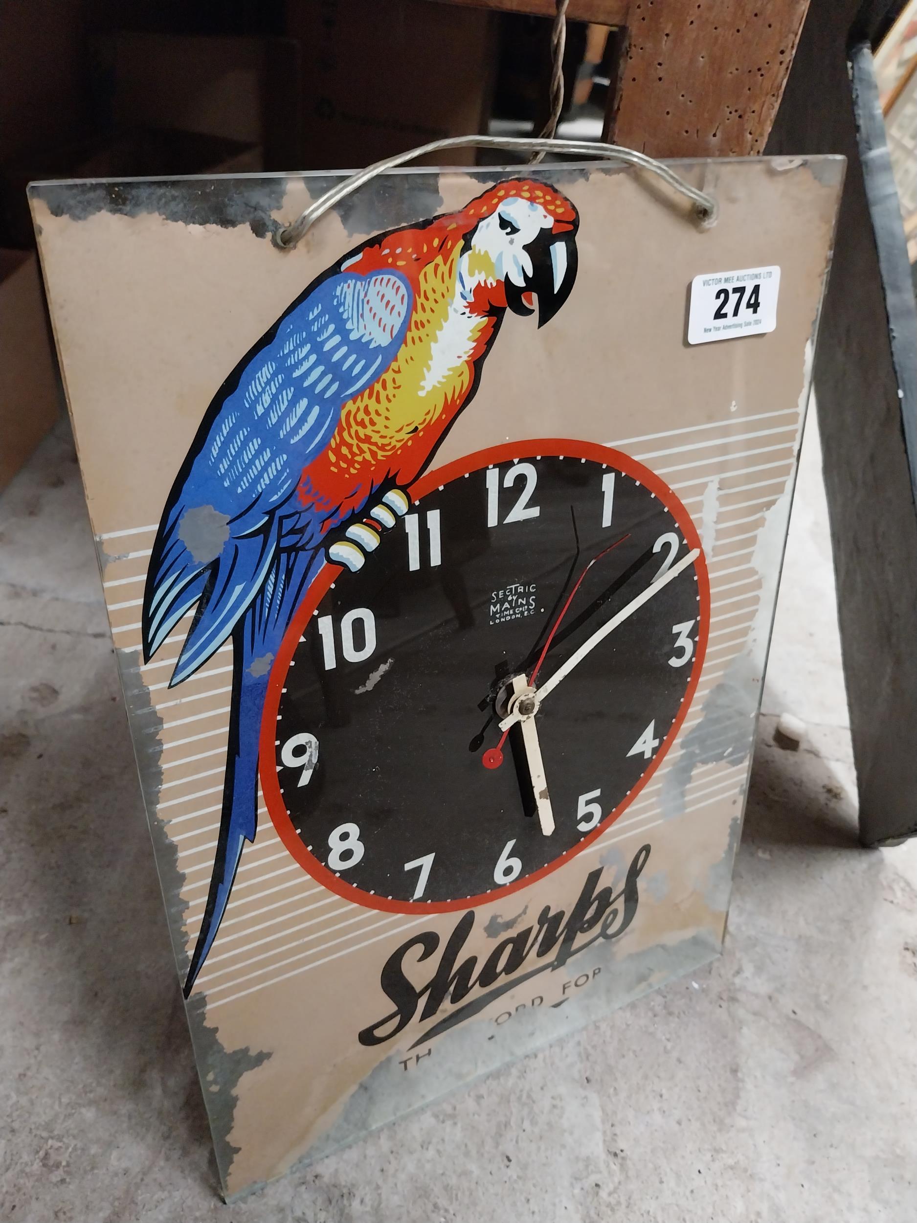 1960's Sharps glass battery advertising clock. {43 cm H x 30 cm W}. - Image 4 of 8