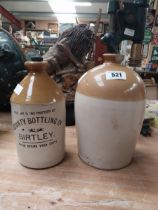 County Bottling Company Birtley {21 cm H x 13 cm Dia.} and another stoneware flagon {31 cm H x 18 cm