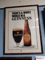 Original early 1980s There's a Whole world in Guinness framed advertising print with printers