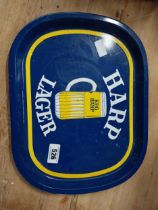 Harp Lager tinplate advertising drinks tray {33 cm H x 42 cm W}.