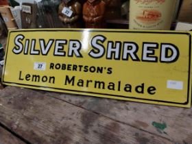 Silver Shred Robertsons Lemon Marmalade enamel advertising sign. {20 cm H x 61 cm W}.