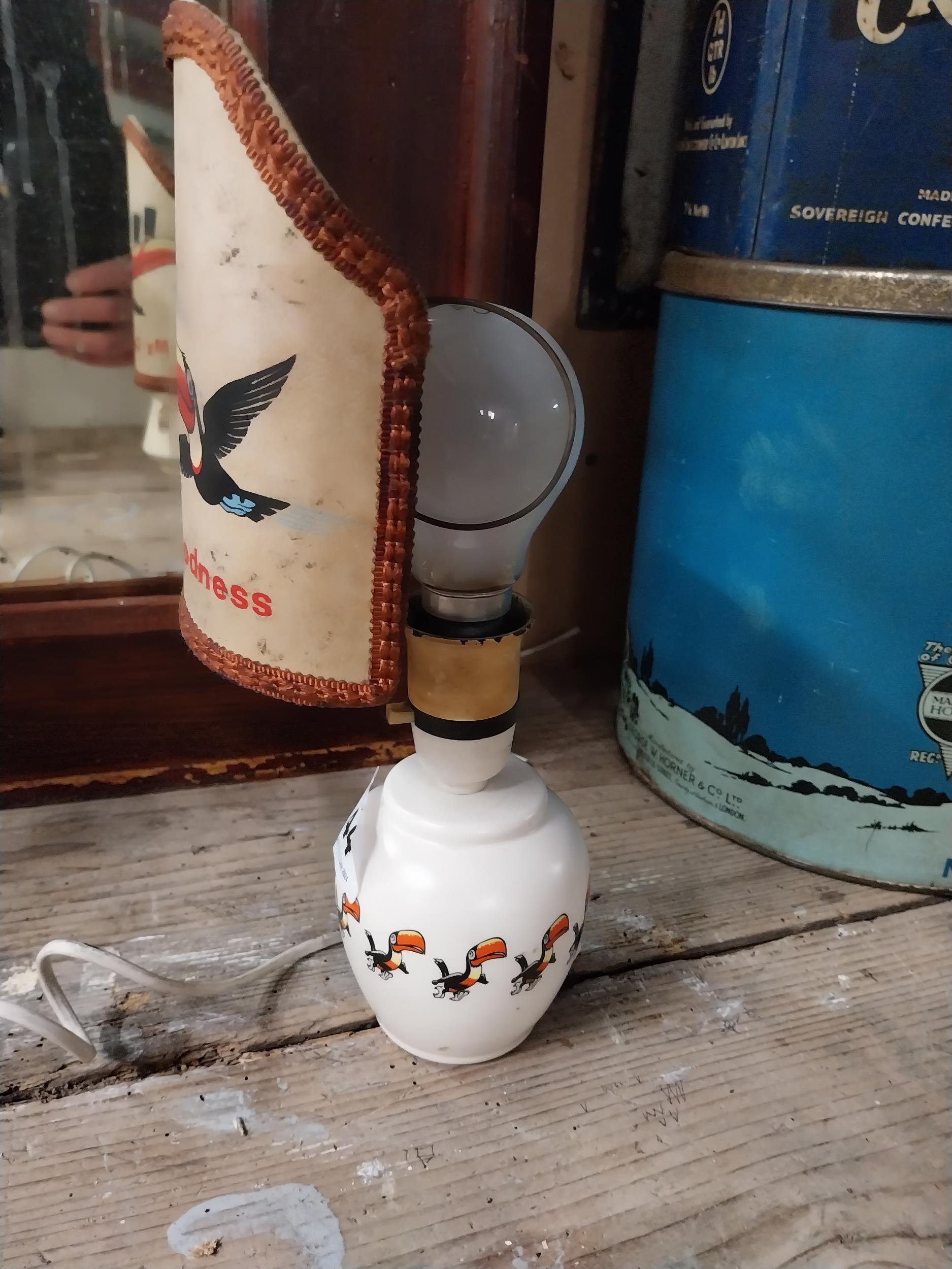 1950's ceramic Guinness Toucan lamp with original clip on shade. {33 cm H x 10 cm Dia.}. - Image 2 of 3