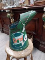 Large 1950's Castrol oil measure with missing handle. {24 cm H x 28 cm W x 21 cm D}.