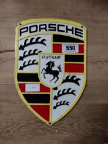 Porsche cast iron plaque {30 cm H x 20 cm W}.