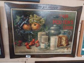 Early 20th C. Van Houten's Cocoa advertising showcard in original frame. {55 cm H x 70 cm W}.