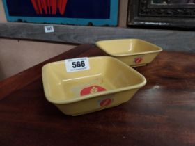 Pair of Weetabix ceramic bowls. {5 cm H x 14 cm W x 14 cm D}.