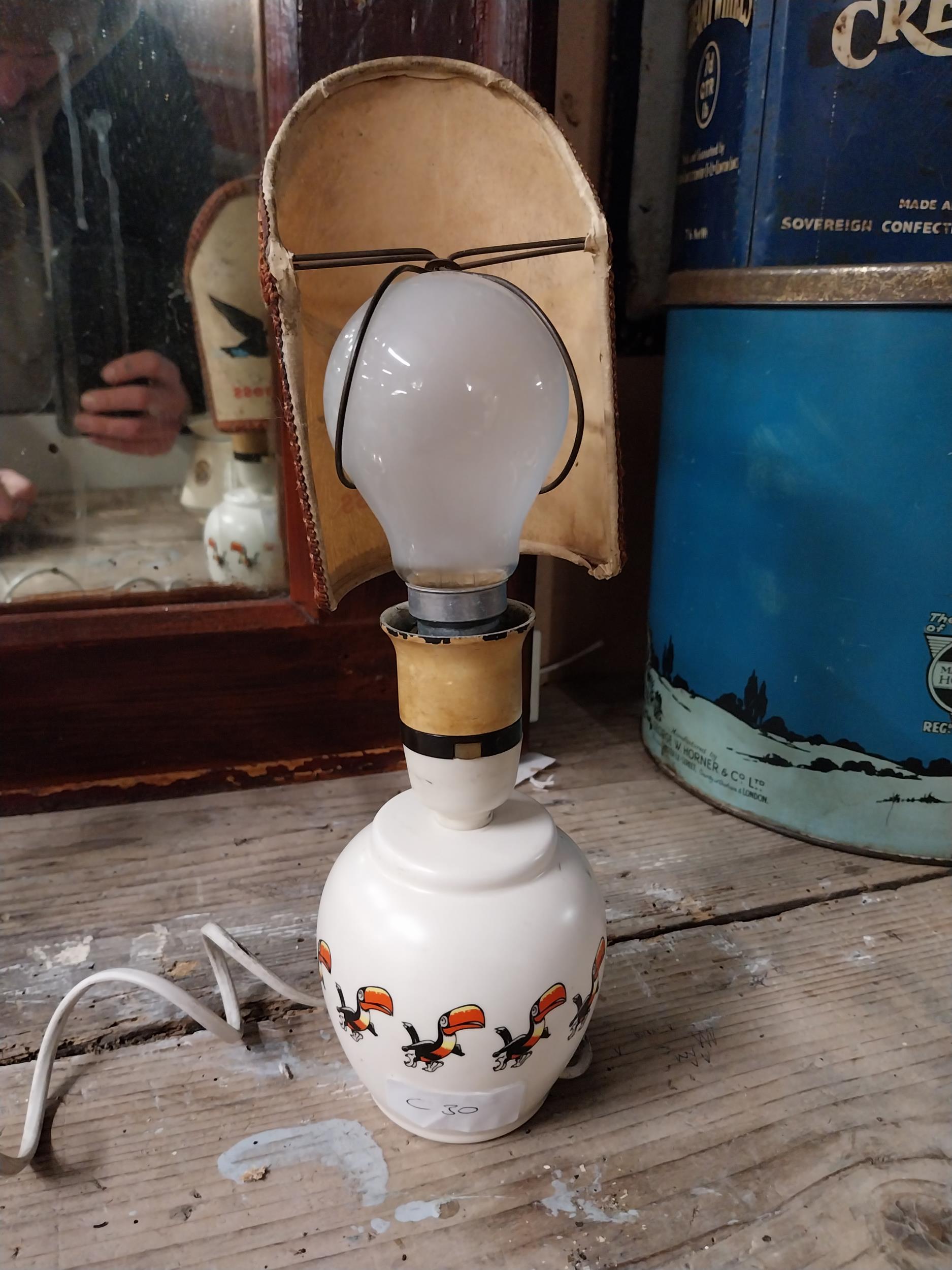 1950's ceramic Guinness Toucan lamp with original clip on shade. {33 cm H x 10 cm Dia.}. - Image 3 of 3