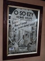 Framed O So Ezy Home Helps showcard. {55 cm H x 41 cm W}.