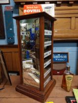 Extremely rare 20th C. Kinnear's Choice Cigarettes mahogany dispensing cabinet with central mirror