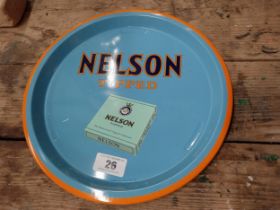Nelson's Tipped Cigarettes tin plate drinks tray. {33 cm Dia.}.